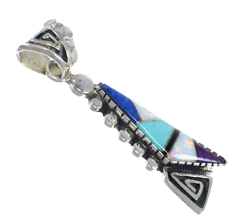 Water Wave Multicolor And Genuine Sterling Silver Southwestern Pendant YX67833